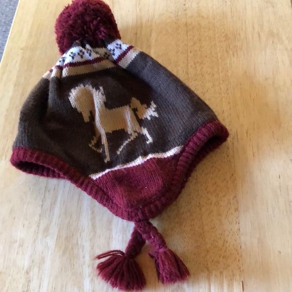 Crazy 8 Winter Hat - Horses with pink flowers and tassels Child Small size 4-6 - Picture 6 of 8